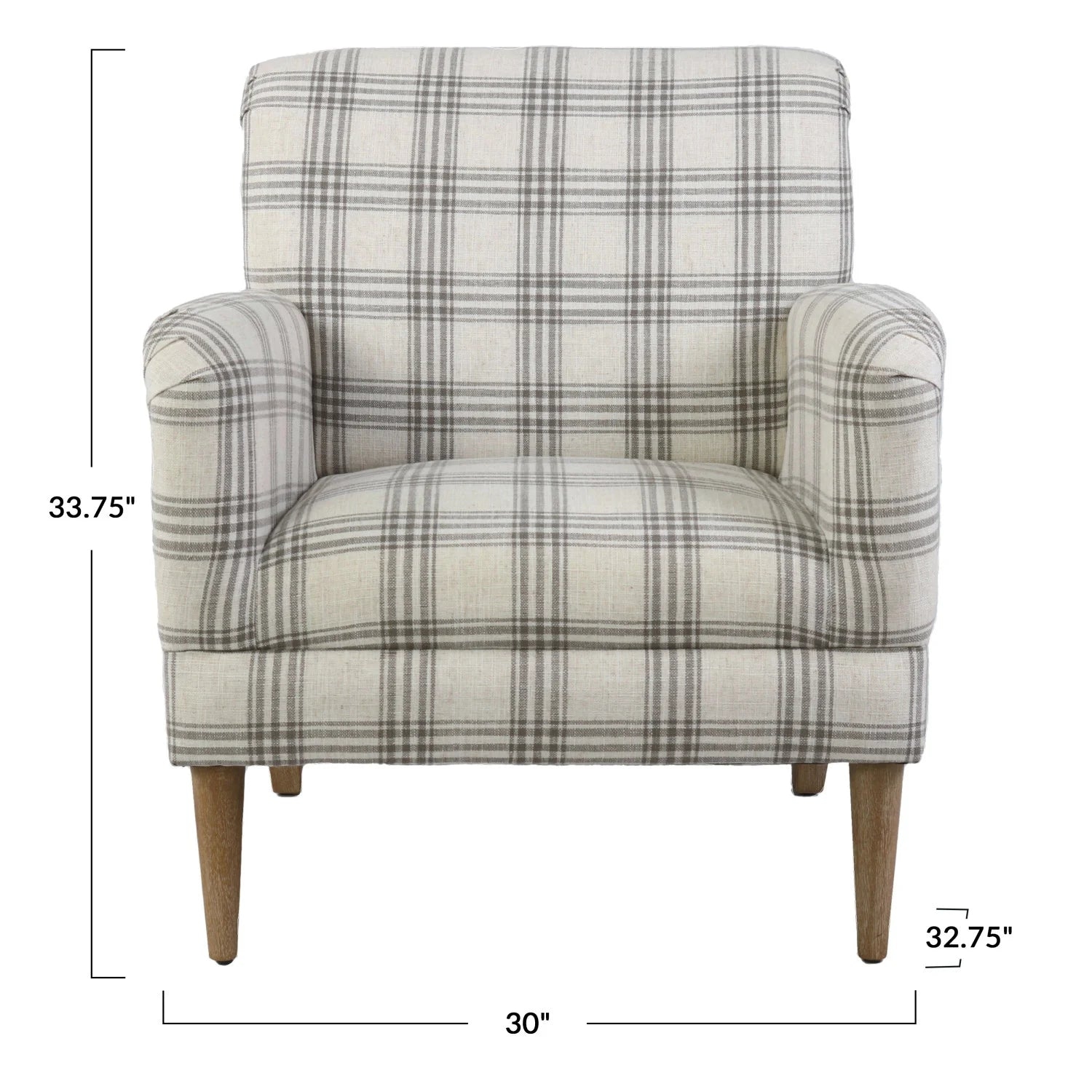 Accent Chair Compact Windowpane Check Neutral Tones