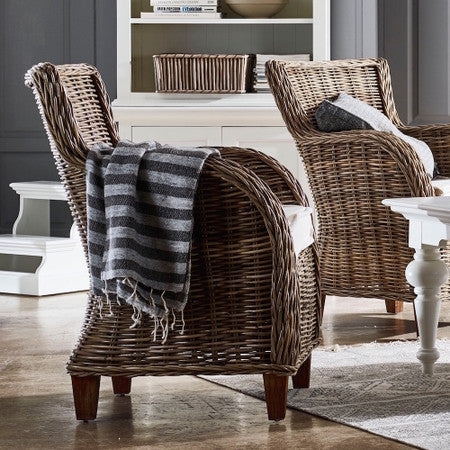 Accent Chair curved silhouette natural rattan accent seating