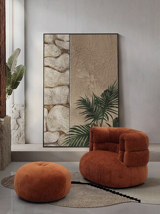 Accent Chair Featuring Burnt Orange Channeled Backrest