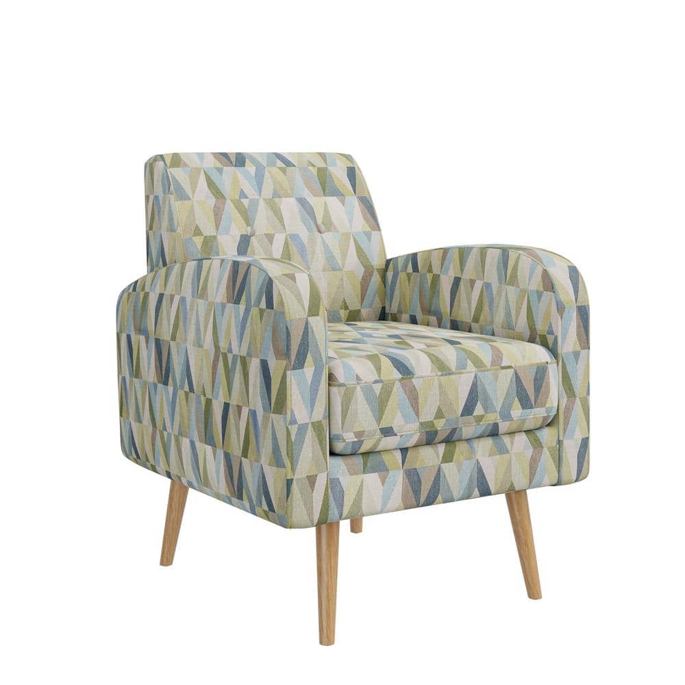 Accent Chair Geometric Prism Pattern and Tapered Legs