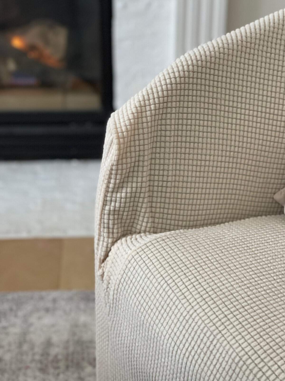 Accent Chair: Oatmeal Beige Waffle Texture Fitted Slipcover