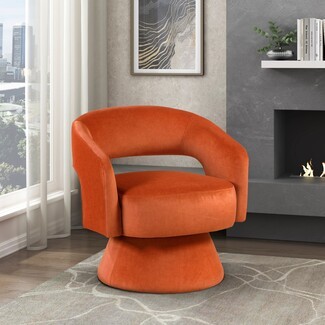 Accent Chair Open Back Cutout with Vibrant Orange Pedestal