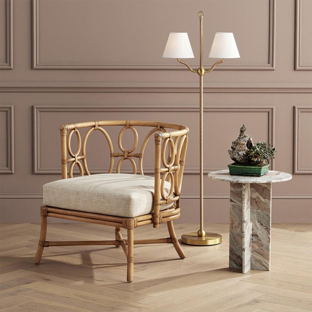Accent Chair open loop back natural rattan barrel chair