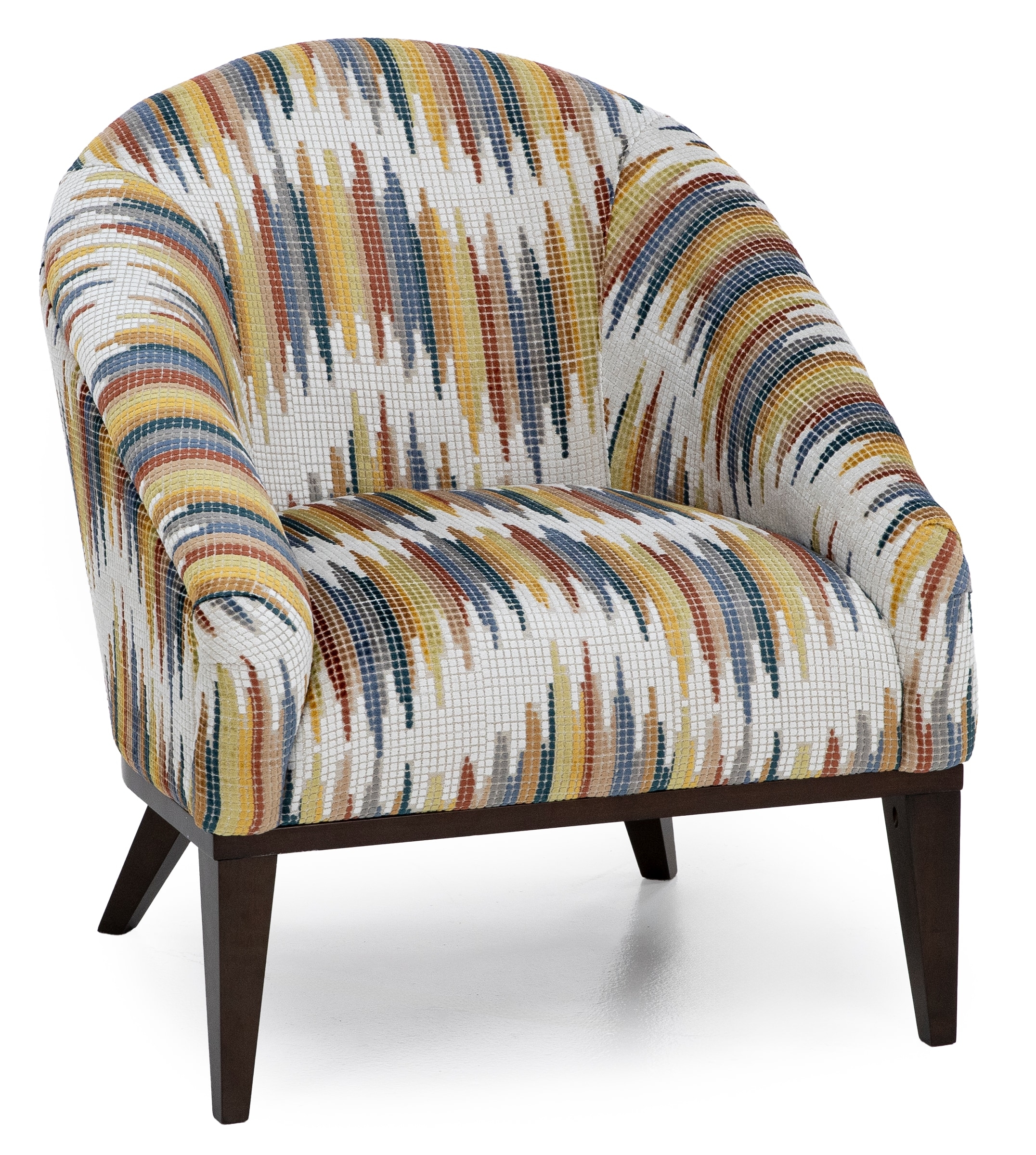 Accent Chair Pixelated Flame Stitch and Barrel Back