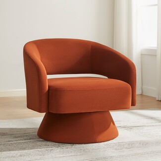 Accent Chair Sculptural Open Back Design in Terracotta