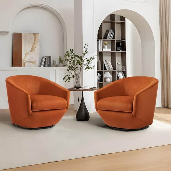 Accent Chair Set of Two with Curved Silhouette Swivel Base