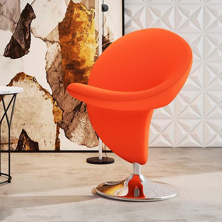 Accent Chair Swivel Pedestal with a Sculptural Curl Shape