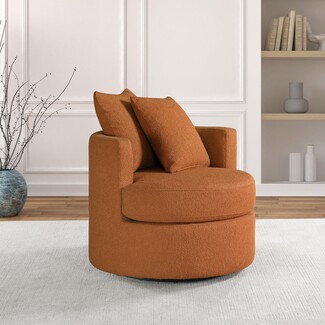 Accent Chair Textured Boucle Swivel with Loose Back Pillows