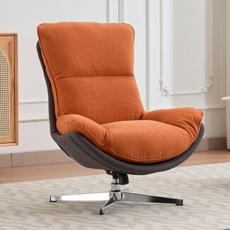 Accent Chair Two Tone Upholstery on Polished Swivel Base