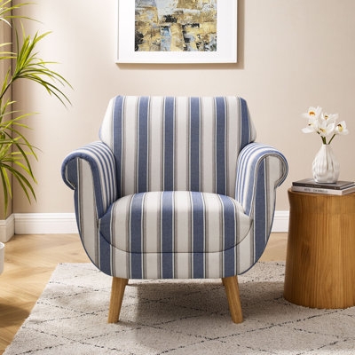 Accent Chair vertical stripes navy blue coastal striped accent chair
