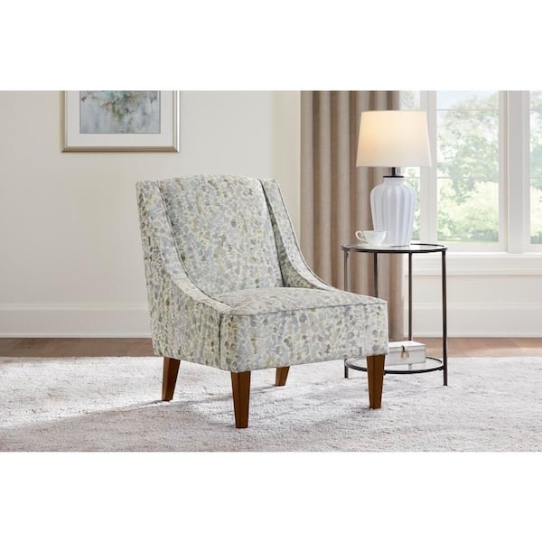 Accent Chair with Swoop Arms and Leaf Print Seating