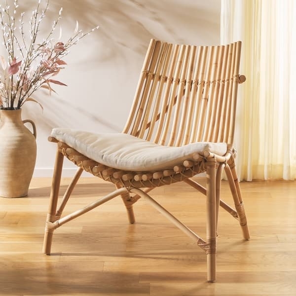 Accent Chair wrapped binding details coastal slatted lounge chair