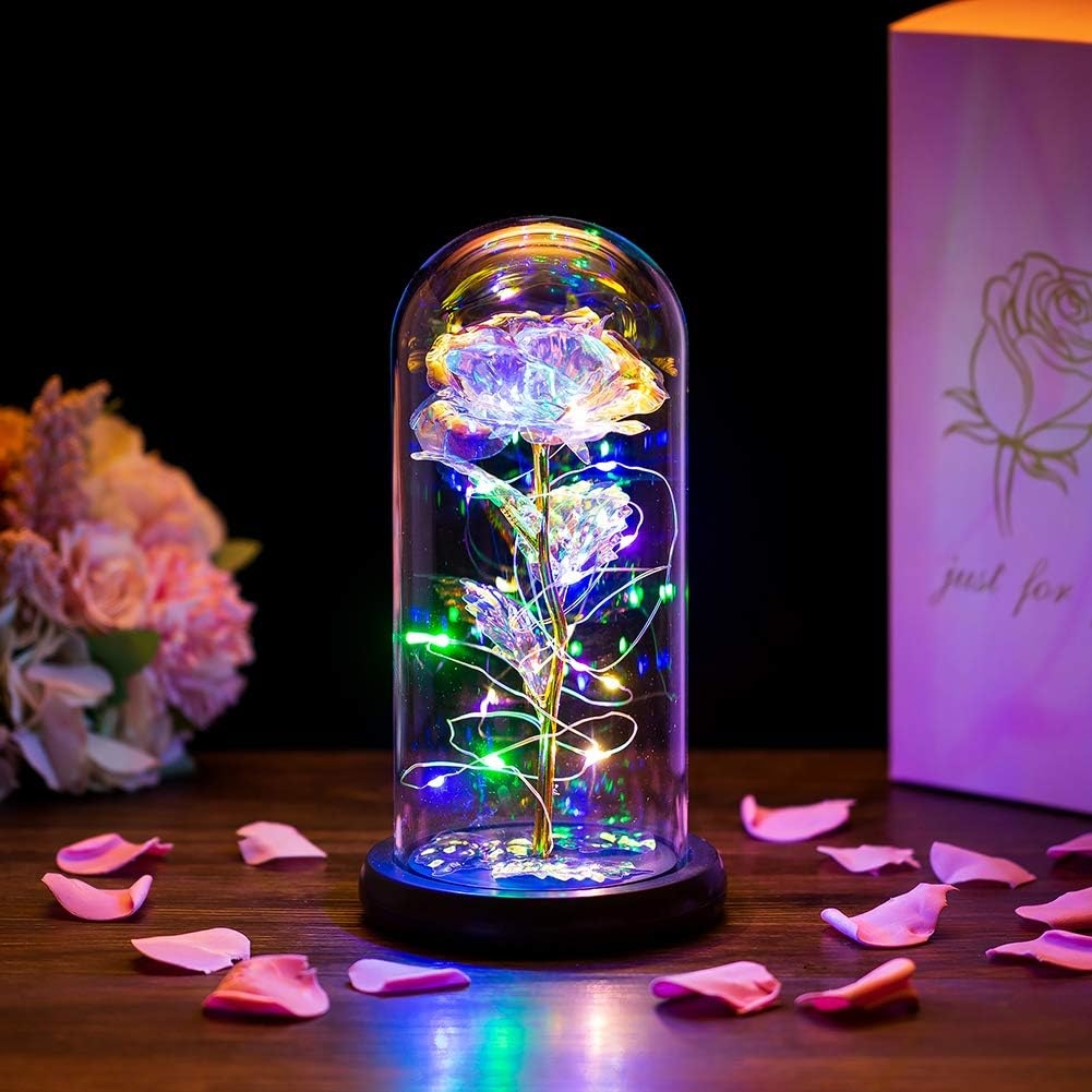Accent Lamp: Glass Dome Iridescent LED Flower Lamp