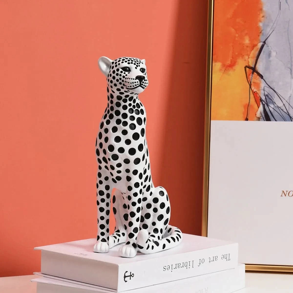 Animal Sculpture: Polka Dot Pattern Modern Leopard Sculpture