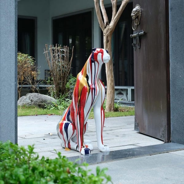 Animal Sculpture: Vibrant Multicolor Pop Art Leopard Home Decor