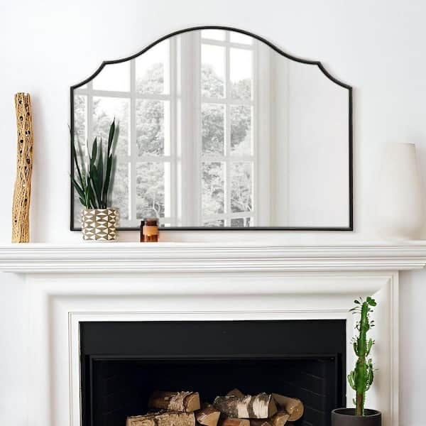 Arched Mirror Scalloped Edge Black Thin Frame