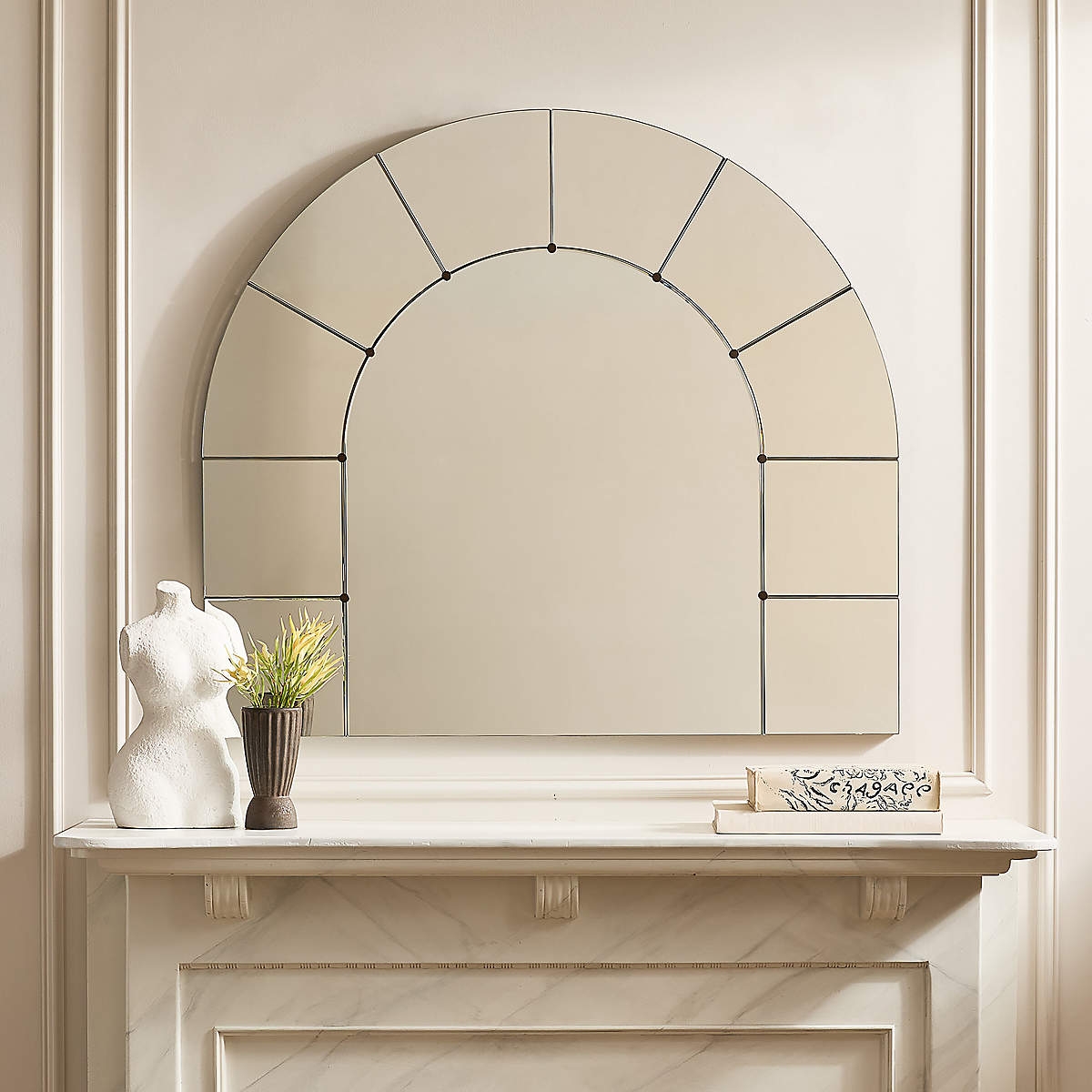 Arched Mirror Segmented Panes Modern Stud Design