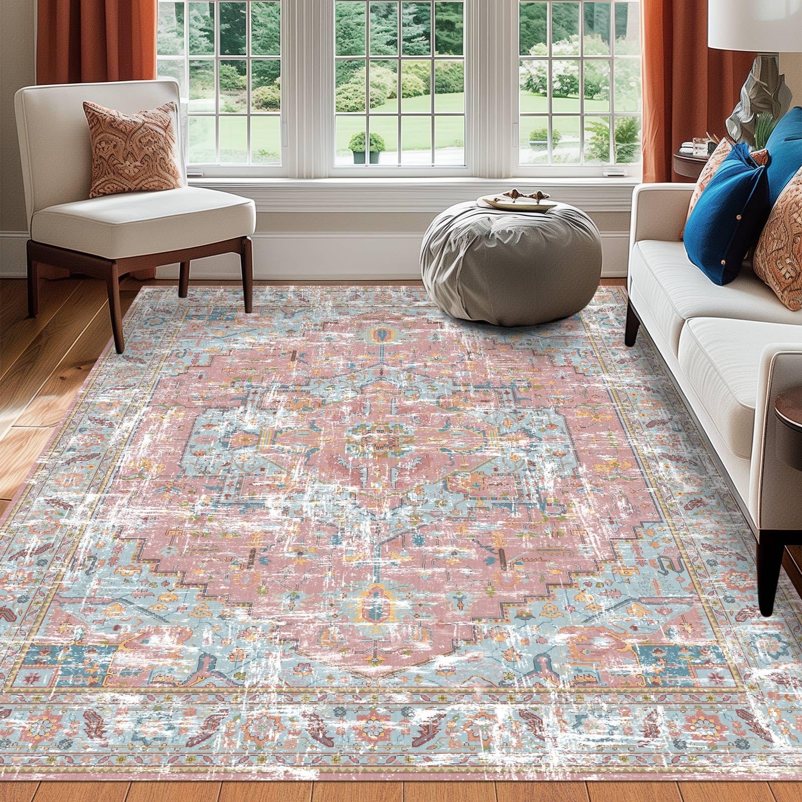 Pink And Blue Area Rug