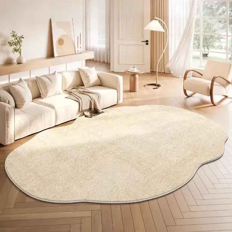 Area Rug Irregular Cloud Edge Warm Cream Plush Texture
