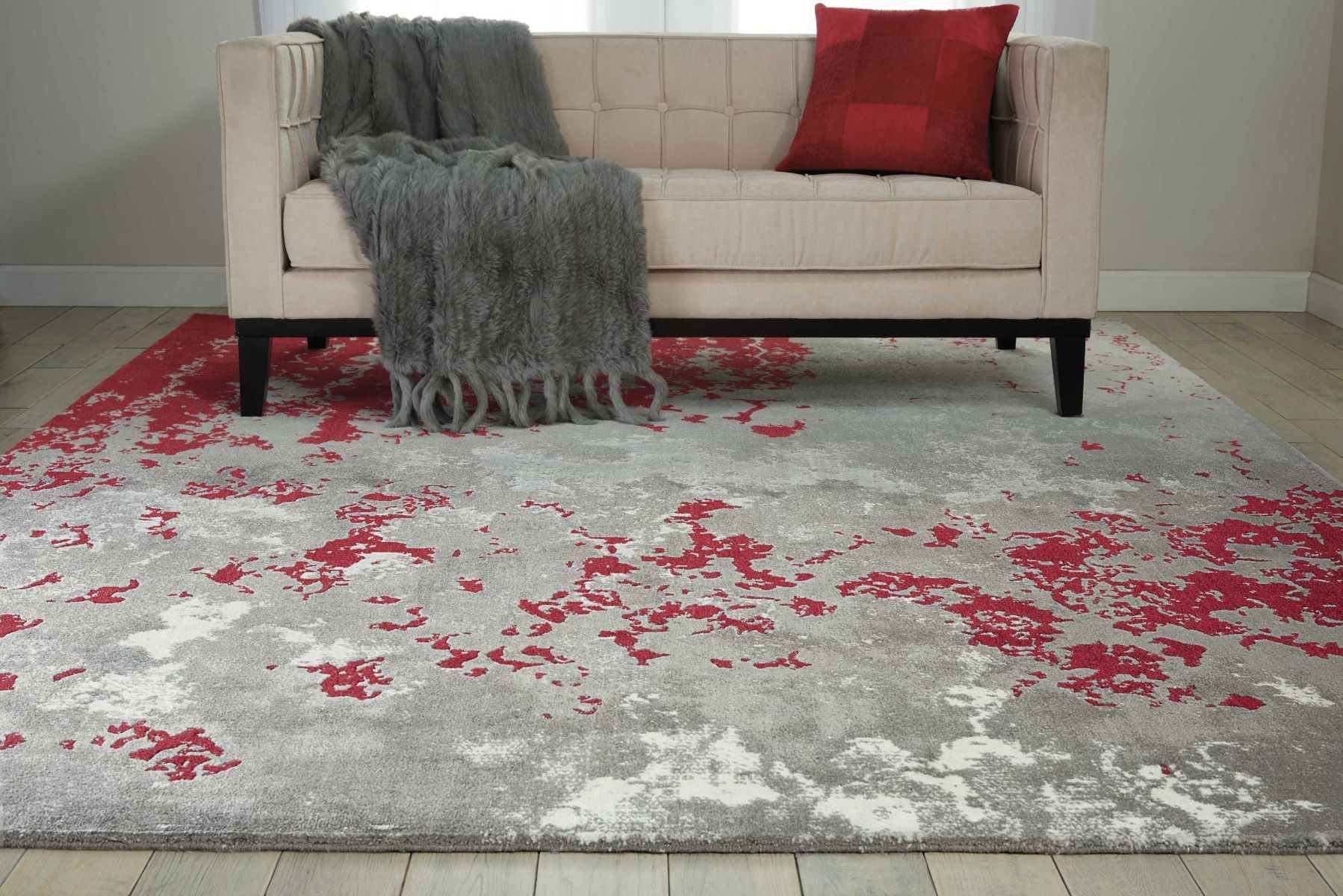 Area Rug Modern Art Aesthetic Abstract Vivid Red Splatter