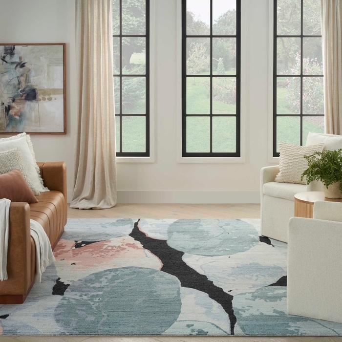 Area Rug Modern Fluid Organic Forms Abstract Pink Palette