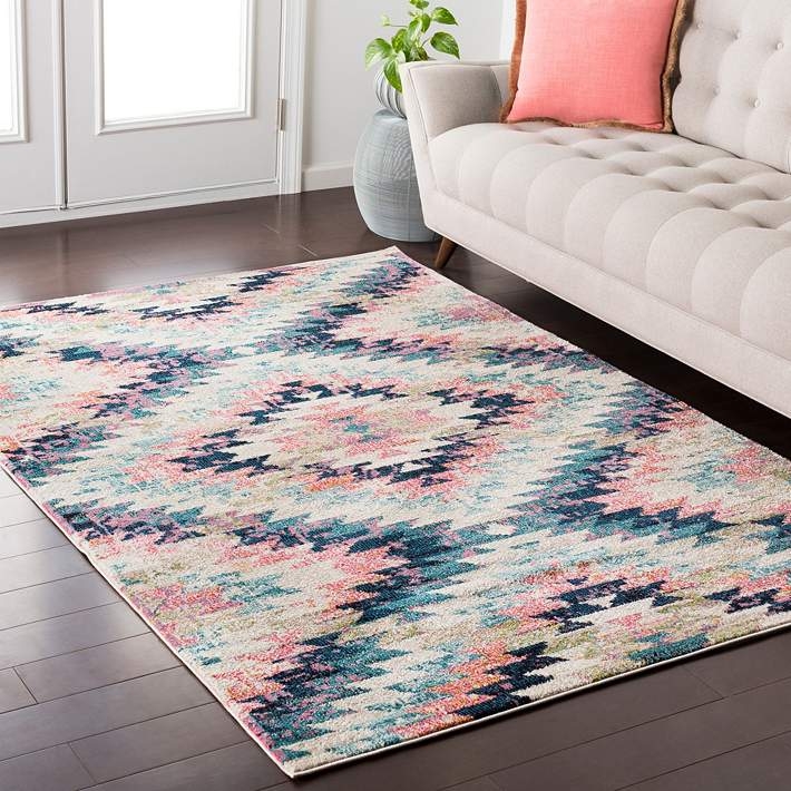 Area Rug Pink Accents Medallion Tribal Floor Decor