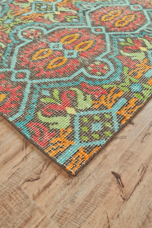 Area Rug Vibrant Color Mix Intricate Geometric Medallions