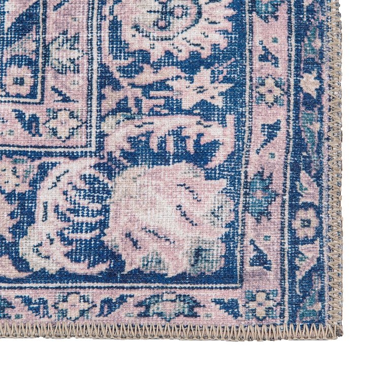Area Rug Whipstitched Edges Indigo Medallion Floor Decor
