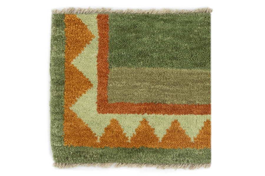 Area Rug Zigzag Pattern Forest Green Tufted Geometric Border
