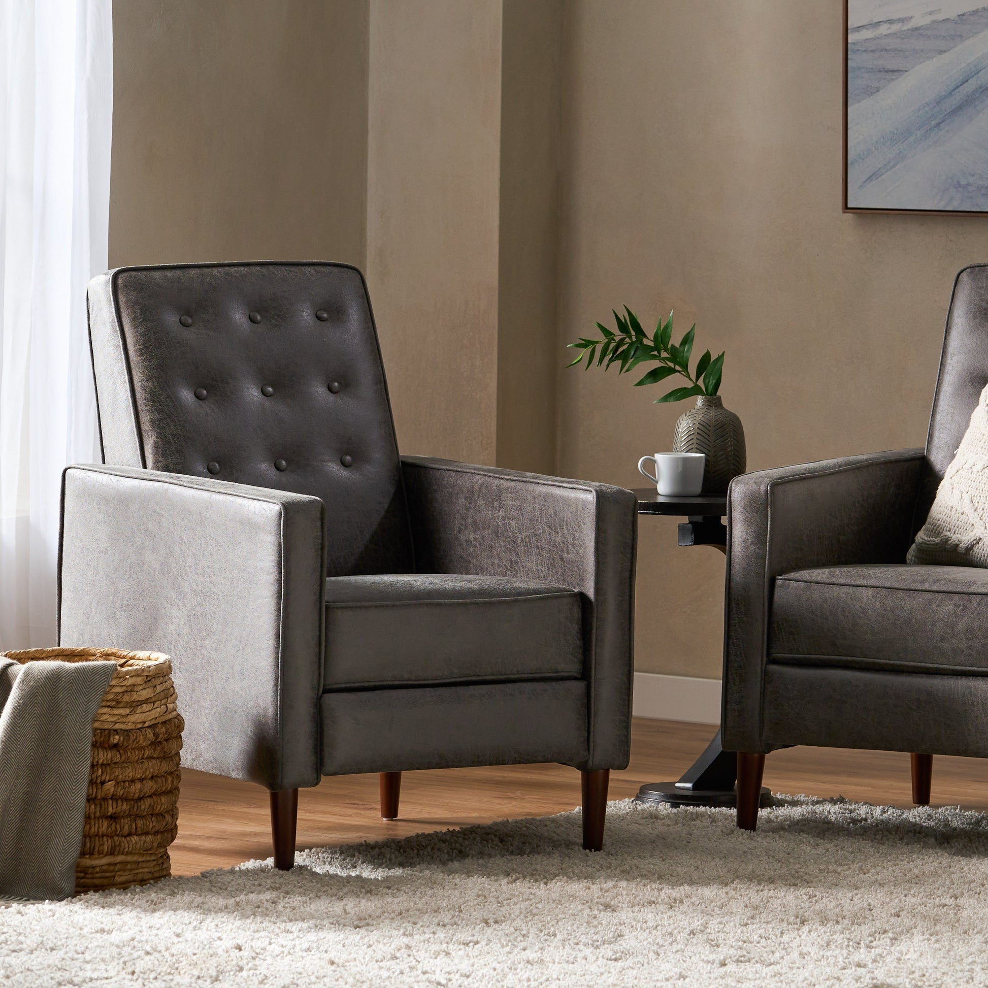 Armchair Recliner with Button Tufted Back and Microfiber