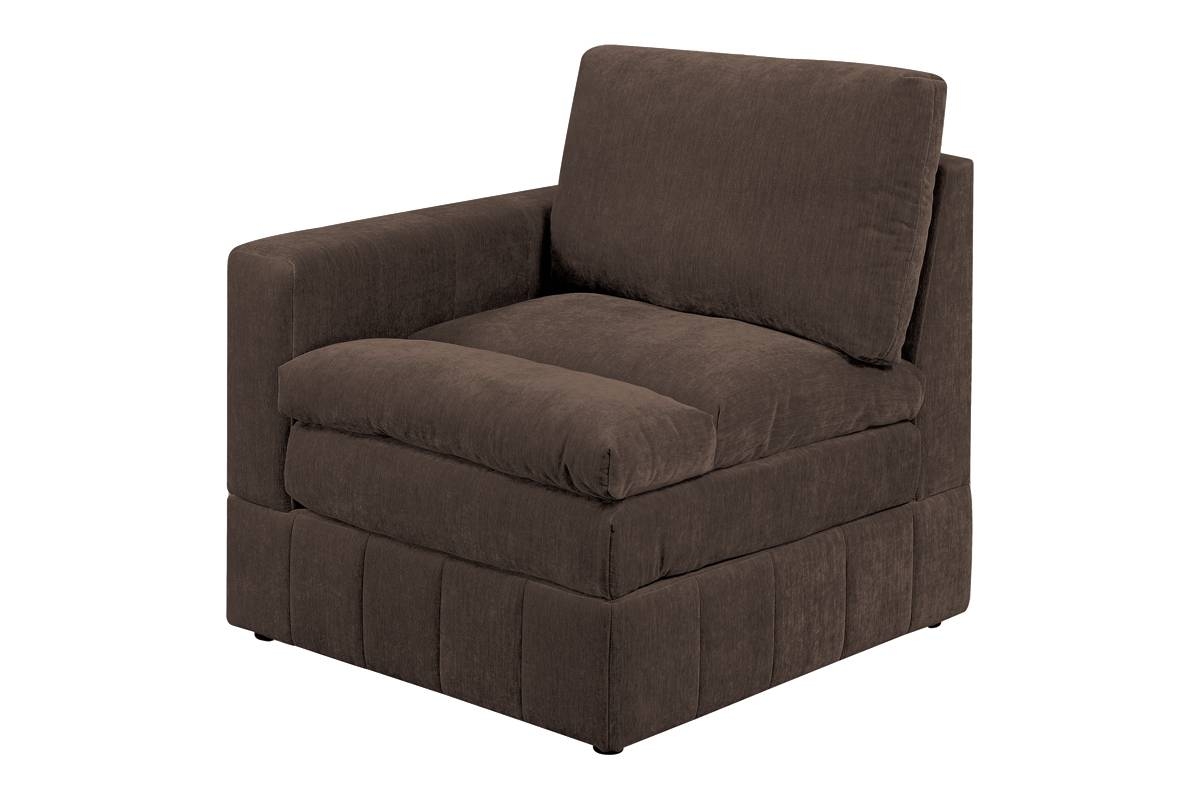 Armchair Vertical Channel Base Mink Brown One Arm Chair