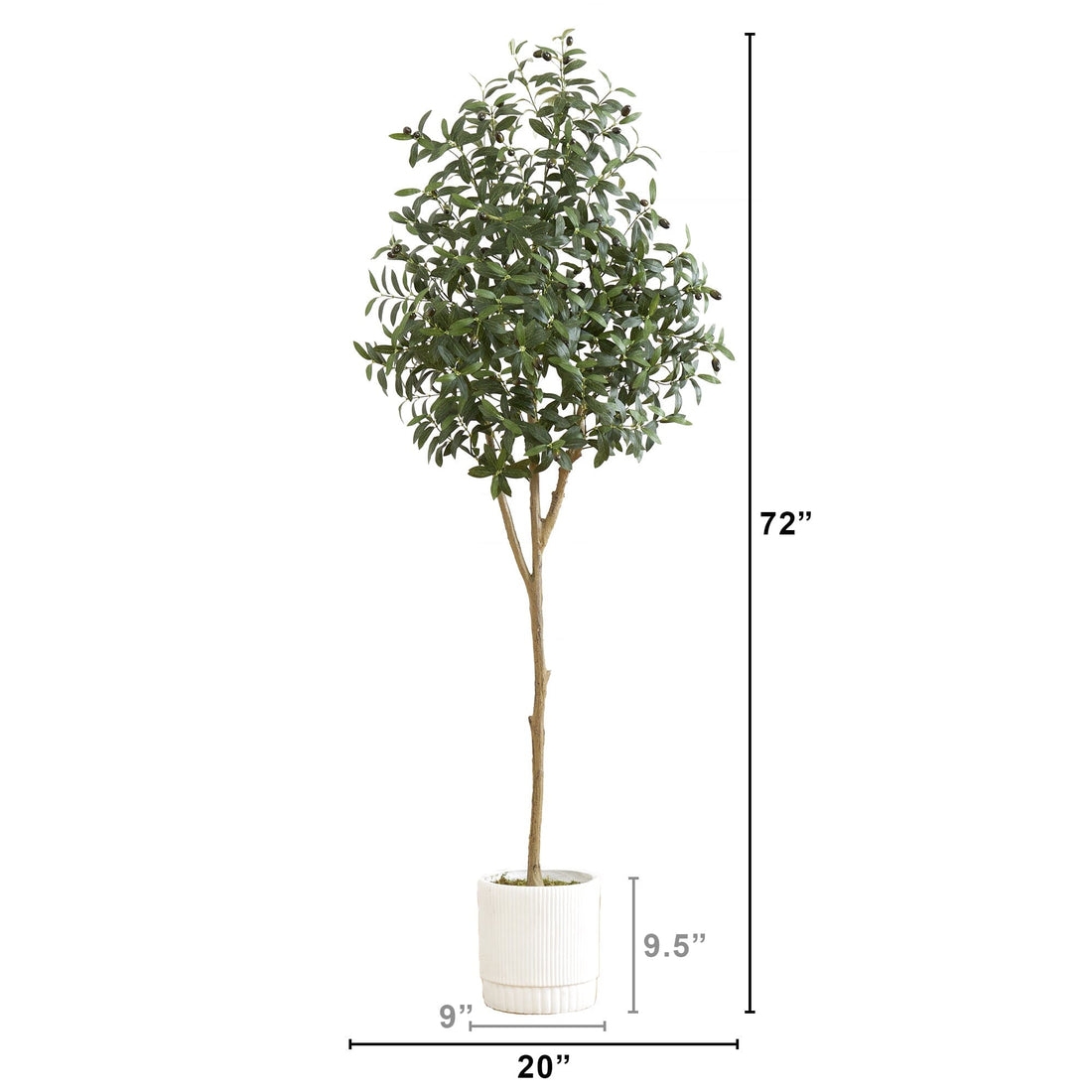 Artificial Olive Tree 6ft Tall Ribbed White Planter