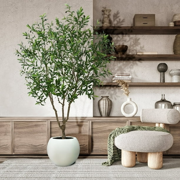 Artificial Olive Tree: 7 Foot Height & Oversized Globe Pot