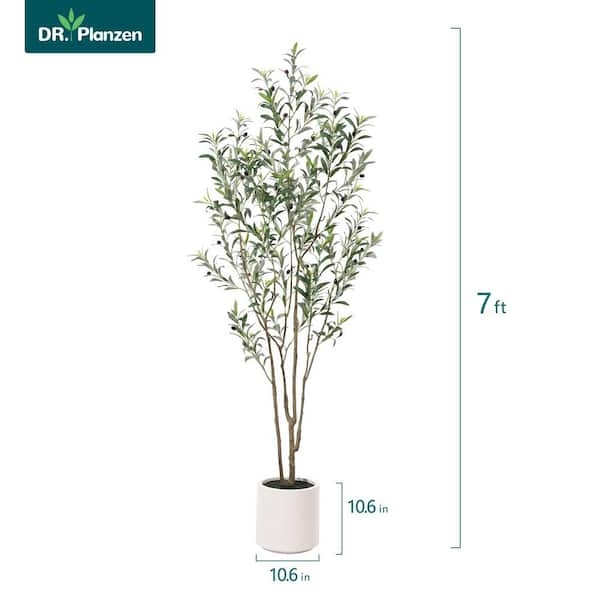 Artificial Olive Tree Seven Feet Tall White Planter