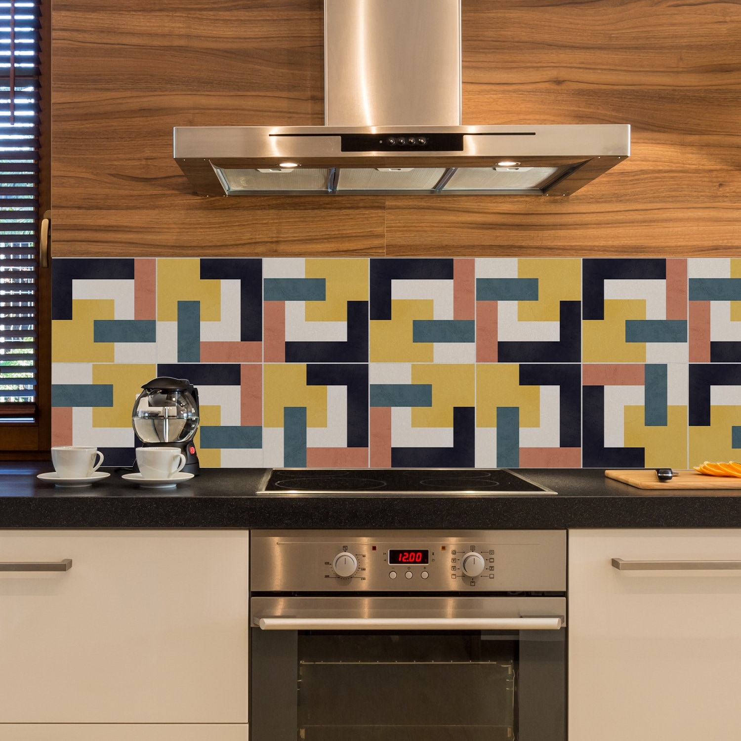 Backsplash Decal: Interlocking Geometric Pattern for DIY Reno