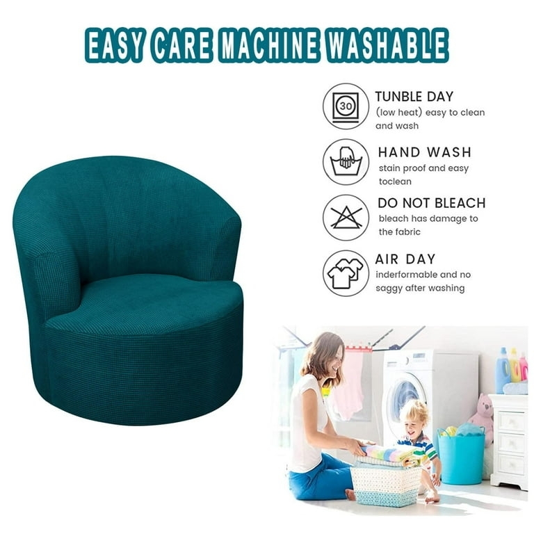 Barrel Chair Cover: Waffle Grid Teal Stretch Furniture Protector