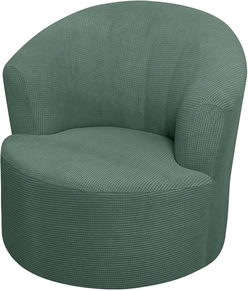 Barrel Chair Slipcover: Bean Green Waffle Knit Form Fitting