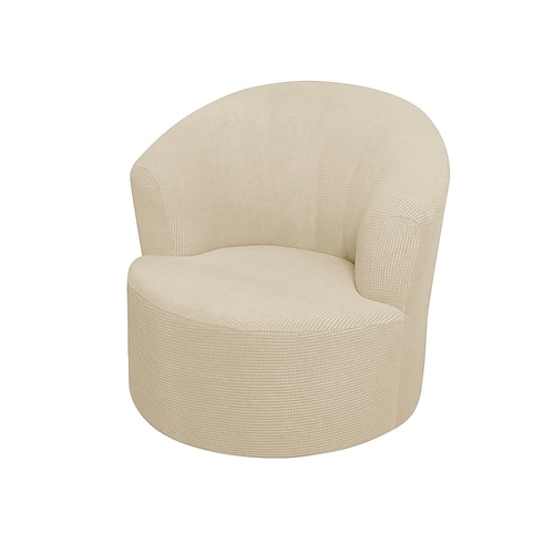 Barrel Chair Slipcover: Beige Jacquard Texture Round Armchair