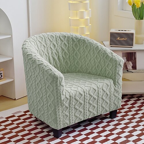 Barrel Chair Slipcover: Stretch Sage Green Cable Knit Weave