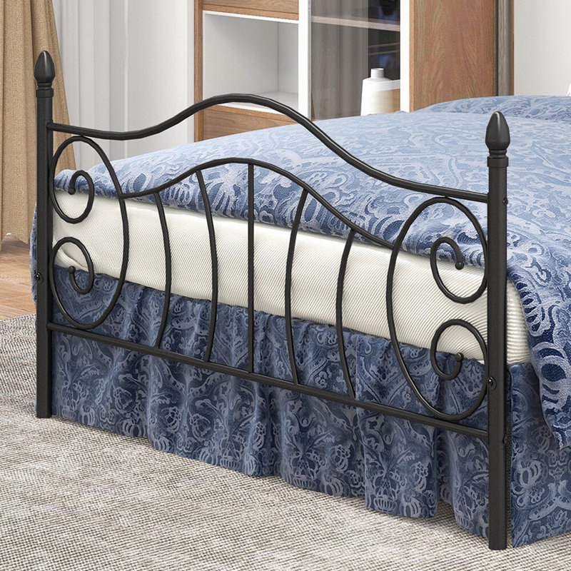 Bed Frame Scrollwork Matte Arched Footboard Design