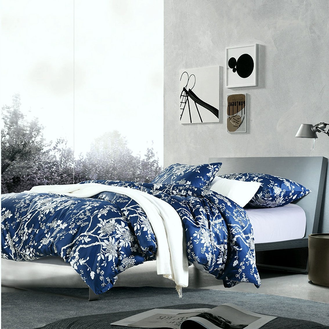 Bedding Set Chinoiserie Print Asian Floral Duvet Set