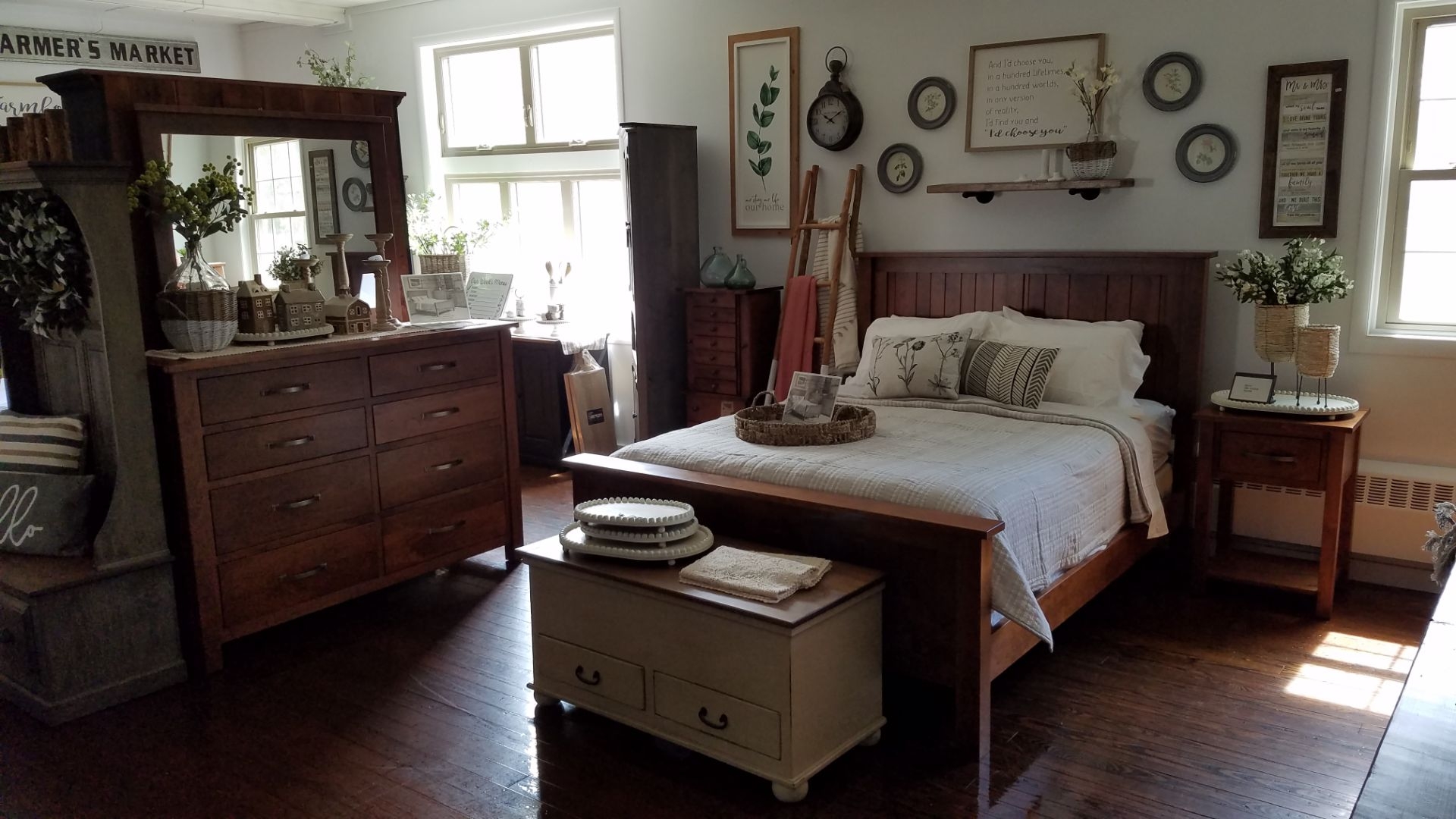 Bedroom Furniture Set Defined By Recessed Panels and Natural Wood