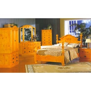 Bedroom Furniture Set Featuring Tri-Fold Mirror and Poster Bed