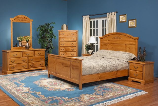 Bedroom Set Coordinated With Arched Silhouette and Honey Finish
