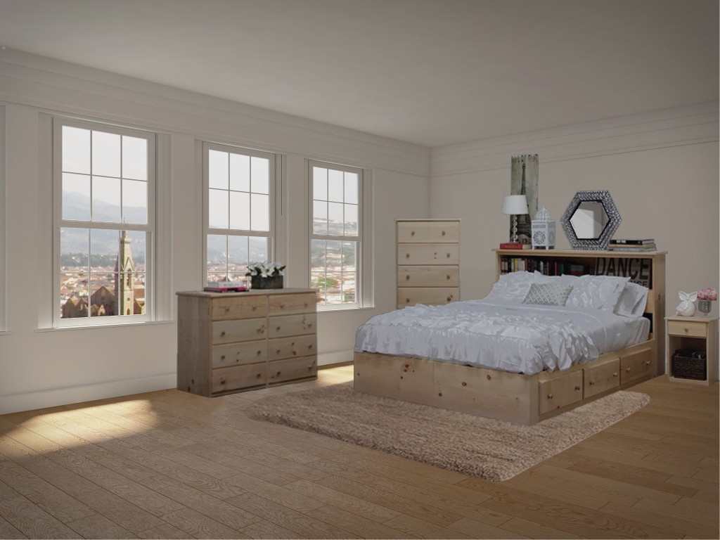 Bedroom Set Featuring Twenty Drawer Storage and Integrated Bookcase