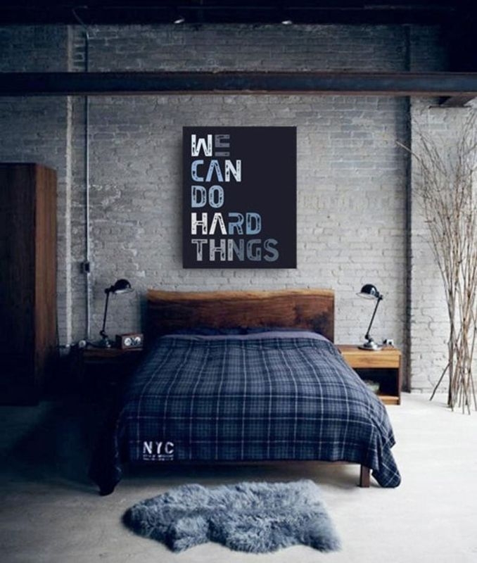 Bedroom Set Live Edge Headboard Navy Plaid Bedding