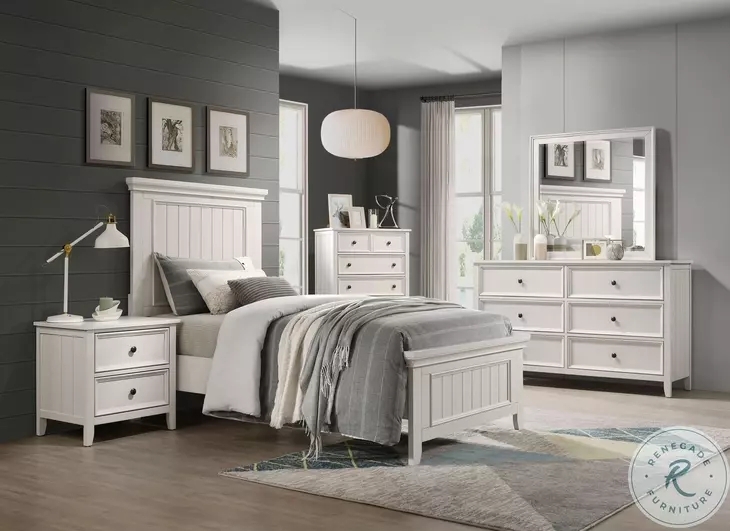 Bedroom Set uses Vertical Panel Headboard for Youth Spaces