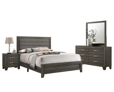Bedroom Set Weathered Grey Horizontal Paneled Headboard