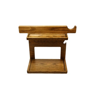 Bedside Organizer with Hose Cradle Dark Wood CPAP Stand