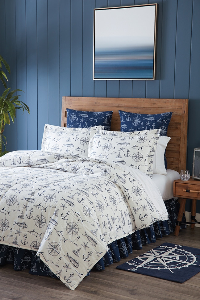 Bedspread Nautical Print Quilted Nautical King Bedspread